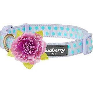 Blueberry Pet 4 Mønstre Justerbar flokkende hundekrage med kunstig silkeblomst - Polka Dot in Pastel Purple Large Neck 18 """" - 26 """"