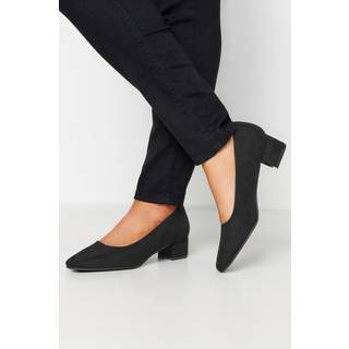 Yours Curve Kunstigt ruskind Block hæle Courtsko In Extra Bred pasformEU 43 (UK 10)