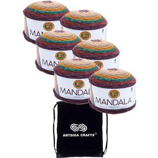 Lion Brand Mandala Warlock 525-215 (6-ngler - Samme farveparti) DK Light Kamgarn #3 Akrylgarn til hkling og strikning med projekttaske