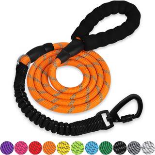 Rope Dog Leash 4 ft: Heavy Duty Leashes med drejelig låsbar kroge reflekterende tråde Bungee og polstret håndtag - Hundeledning til store små med