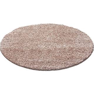 Life Rund Shaggy tæppe Ensfarvet - Beige - 80x80 (Rund)