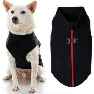 Gooby Zip Up Fleece Dog Sweater - Black Medium - Warm Pullover Fleece Step -in Dog Jacket With Dual D Ring Leash - Winter Small Dog Sweater - Dog