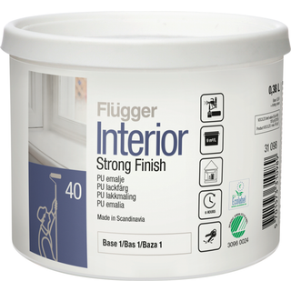 Svanemærket PU træmaling - Interior Strong Finish 40 Flügger 0,38 L Råhvid S0500-N