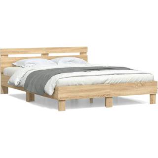 sengeramme med sengegavl 140x200 cm konstrueret træ sonoma-eg