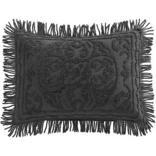 Beatrice Home Fashions Medallion Chenille Sengeted Standard Sham Charcoal