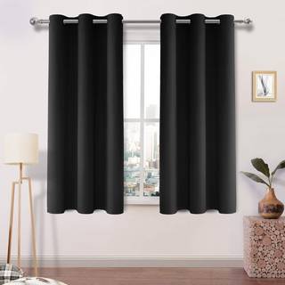 DWCN Black Blackout Curtains Room Darkering Thermal Isolated Grommet Light Blocking Gardin
