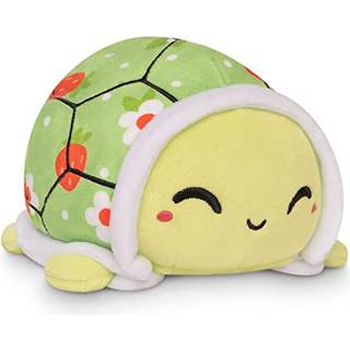Teeturtle - den originale reversible skildpadde plushie - jordb?r + blomster - s?de sensoriske fidget -fyldte dyr, der viser dit hum?r