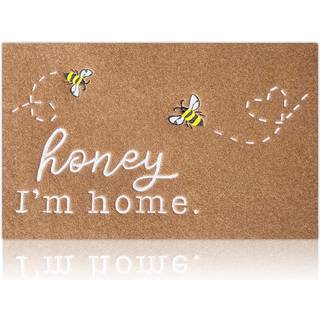 HLFMVWE BEE Door Mat Brown Velkommen Mats hoveddør indendørs udendørs indgang Honning Jeg