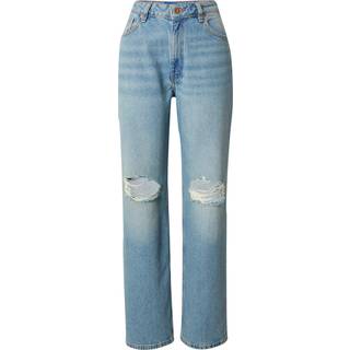 Straight fit jeans i marineblå denim med hullede knæ