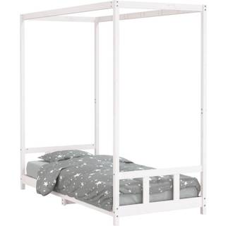 sengeramme til juniorseng 90x200 cm massivt fyrretræ hvid