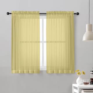 Ovzme sennep gul rene gardiner 45 tommer lange 2 paneler lysfiltrering