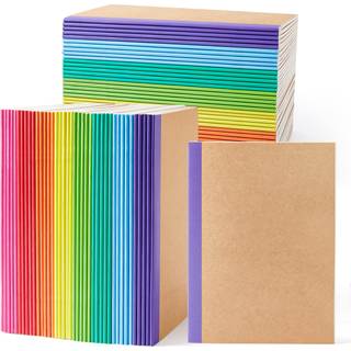 Feela 80 Pack Composition Notebooks Bulk Kraft Cover Foret Blank College styrede sammens?tningstidsskrifter med regnbue rygs?jler til kvindelige