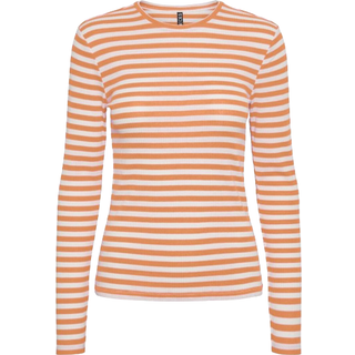 Pieces dame top PCRUKA - Tangerine Stripes CLOUD DANCER - S