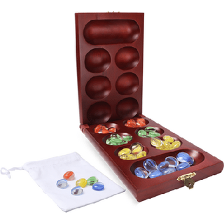 GSE foldning tr? mancala br?tspil med multi-farve glassten og opbevaringspose b?rbare familie rejsestrategi, der er indstillet til b?rn og voksne