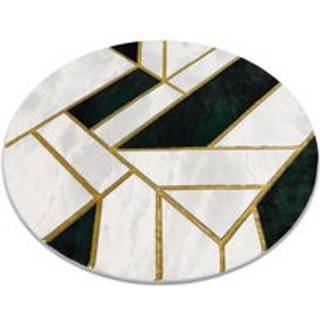 Tæppe EMERALD eksklusiv 1015 cirkel - glamour, stilfuld marmor, geometrisk flaske grøn / guld cirkel 120 cm