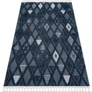 Tæppe SEVILLA Y499B espalier, diamanter blå Tassels berbery Marokkansk shaggy 200x290 cm