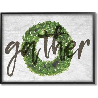 Stupell Industries Saml buksbomskrans Typografi Sort indrammet v?gkunst 16 x 20 Design af kunstneren Daphne Polselli