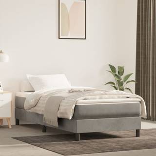 springmadras med pocketfjedre 90x190x20 cm fløjl lysegrå