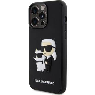 iPhone 15 Pro Max Karl Lagerfeld 3D-gummi Karl & Choupette NFT-etui - sort