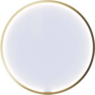 Dansani Moon spejl med LED-lys. Børstet messing Ø75