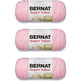 Bernat Super Value Baby Pink Garn - 3 pakke med 198 g/7 oz - Akryl - 4 Medium (Worsted) - 426 Yards - Strik/hkling