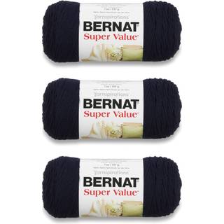 Bernat Super Value Navy Yarn - 3 Pack of 198G/7oz - Akryl - 4 Medium (Worsted) - 426 yards - Strik/hækling