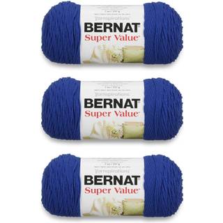 Bernat Super Value Royal Blue Yarn - 3 Pack of 198G/7oz - Acrylic - 4 Medium (Worsted) - 426 yards - Strik/hækling