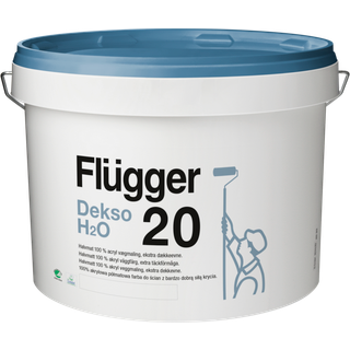 Svanemærket Vådrumsmaling - Dekso 20 H2O Flügger 9,1 L Hvid