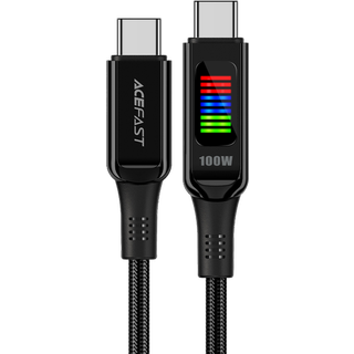 Acefast USB-C til USB-C kabel med skærm 100W, 1,2m - Sort