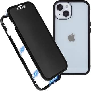 iPhone 15 Magnetisk Cover med Privatlivssikret Hærdet Glas - Sort