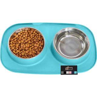 Gorilla greb 100% vandtæt BPA fri kat og hunde skåle silikone fodringsmåtte sæt rustfrit stål skål glidemiddel