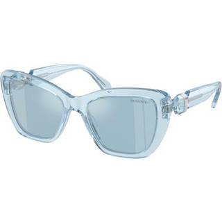 Swarovski Kvinde SK6018 10491N Solbriller Acetat Blå Lyseblå Cat Eye Spejlet Spejl