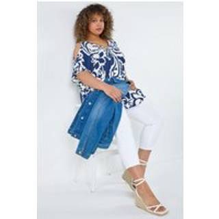 Roman Curve Blomster Tryk Cold Shoulder Bluse50