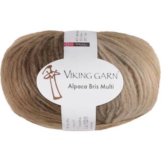Viking Alpaca Bris Multi 352 Indhold: 42% Baby Alpaca, 33% Merinould, 25% Nylon Vægt/længde: 100 g = 270 meter Anbefalede pinde: 5-7 mm Strikkefasthed: 10 x 10 cm = 15-16 m Vask ved max 30°C / Tørres fladt.