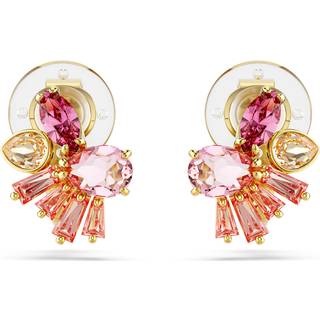 Gema Ohrclips, Verschiedene Schliffe, Blume, Rosa, Goldlegierungsschicht