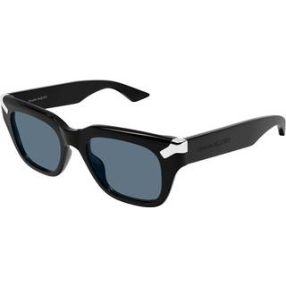 Alexander McQueen Mand AM0439S 002 Solbriller Acetat Sort Blå Firkantet