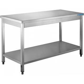 SARO Bord i rustfrit stål med underhylde - 700 mm dybde, 2000 mm
