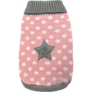 Strikket Hundetrøje - Lyserød stjerne / Størrelse 30