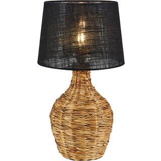 Paglia bordlampe, natur/sort, rattan/jute, højde 58 cm