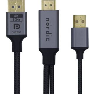 NÖRDIC HDMI til Displayport kabel 50cm 4K60Hz 18Gbps