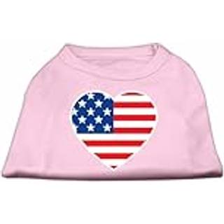 American Flag Heart Screen Print Shirt ljusrosa SM