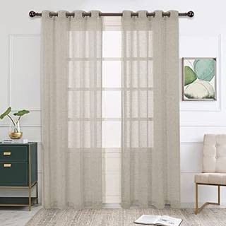 Bonzer Burlap Linned Sheer Gardiner til stue - Grommet Top Sheer Drapes 84 tommer Længde Lysfiltrering Voile Vindue Gardin til soveværelse Sæt på
