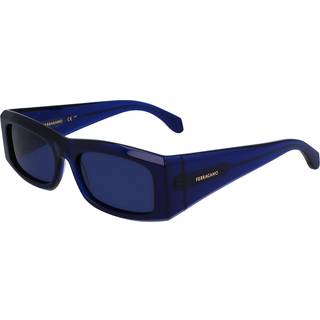 Ferragamo Mand SF2012S 432 Solbriller Acetat Blå Firkantet Normal Normal