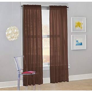 Decotex S?t med 2 Sheer Voile Transparent Window Panel Curtain Drapes (54 """" W x 84 """" L Chocolate)