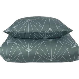 Sengetøj king size - 240x220 cm - Vendbart design i 100% Bomuldssatin - Hexagon støvet grøn - Sengesæt fra By Night