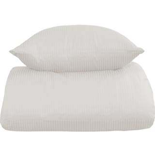 Sengetøj 200x220 cm - Hvidt, stribet sengetøj - 100% Egyptisk bomuld - Dobbelt dynebetræk