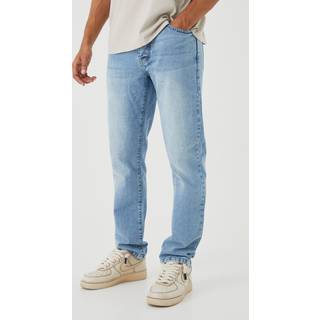 Mens Light Blue Straight Rigid Washed Jeans