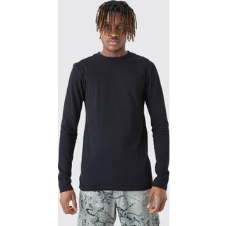 Mens Black Tall Long Sleeve Muscle Fit T-shirt
