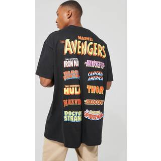 Mens Black Oversized Marvel Avengers License T-shirt