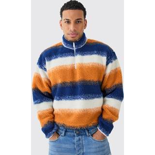 Mens Orange Borg Quarter Zip Shirt